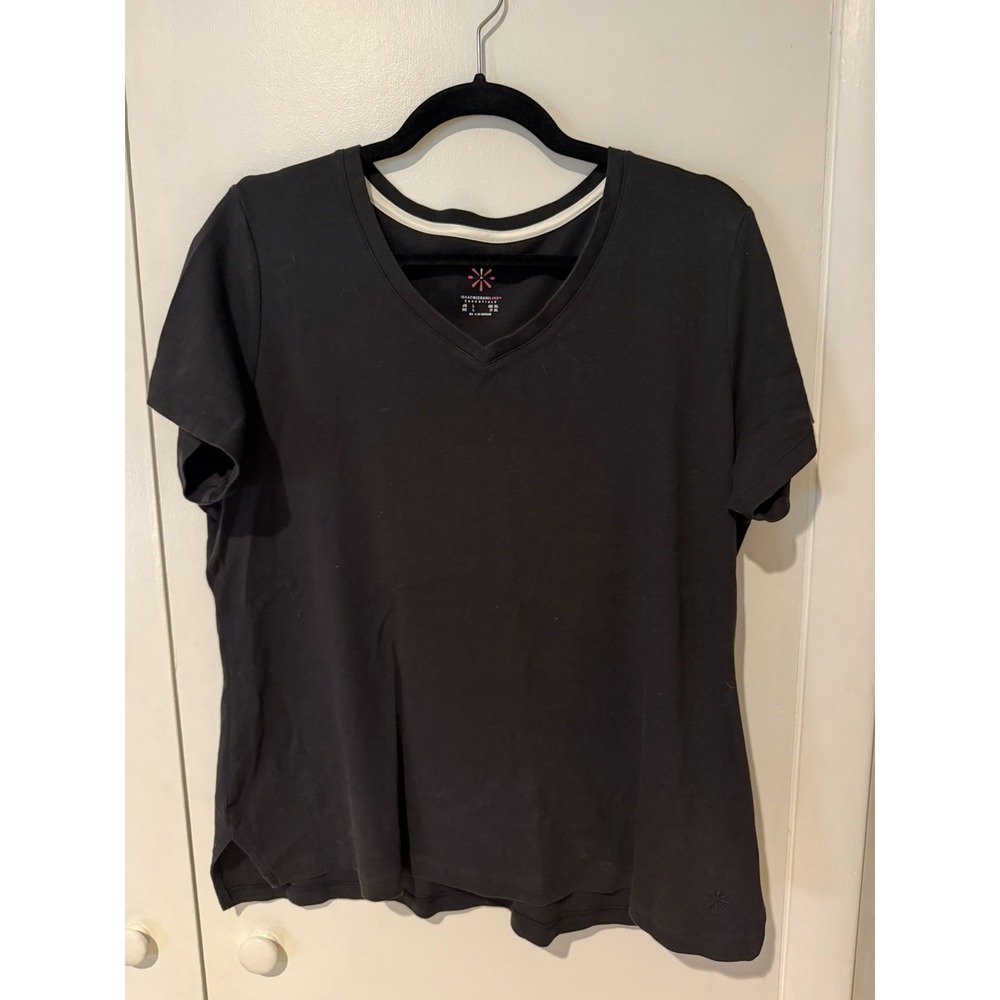 Isaac Mizrahi Live Women's Top Size Large Black Everyday Tee Shirt T-Shirt